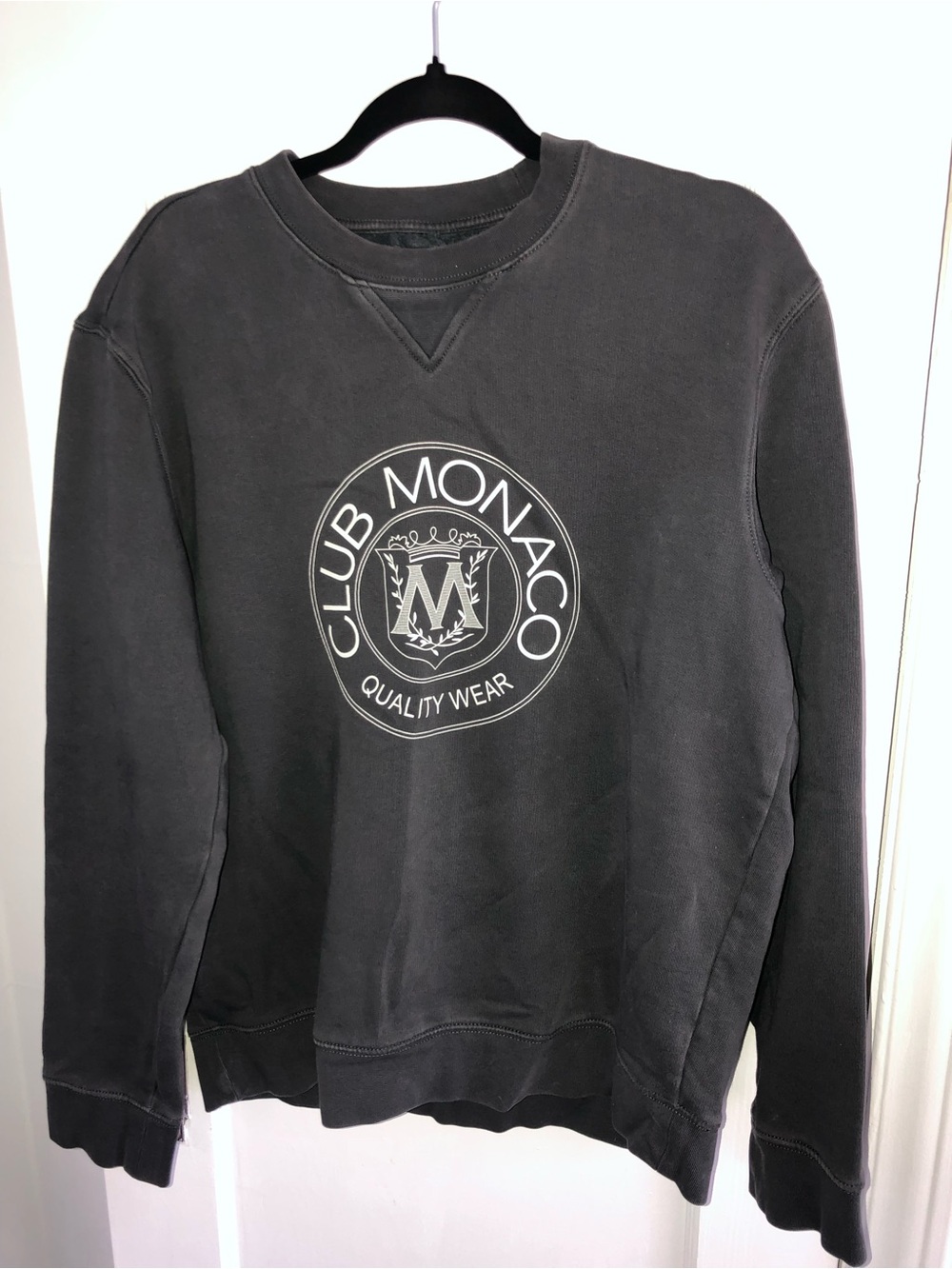 Club Monaco Charcoal Grey Logo Crewneck Sweatshirt